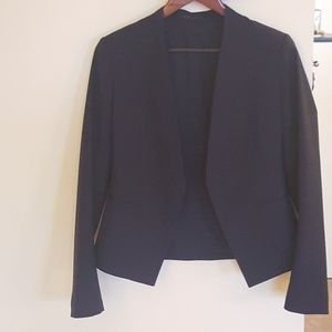 Theory wool collarless pinstripe blazer